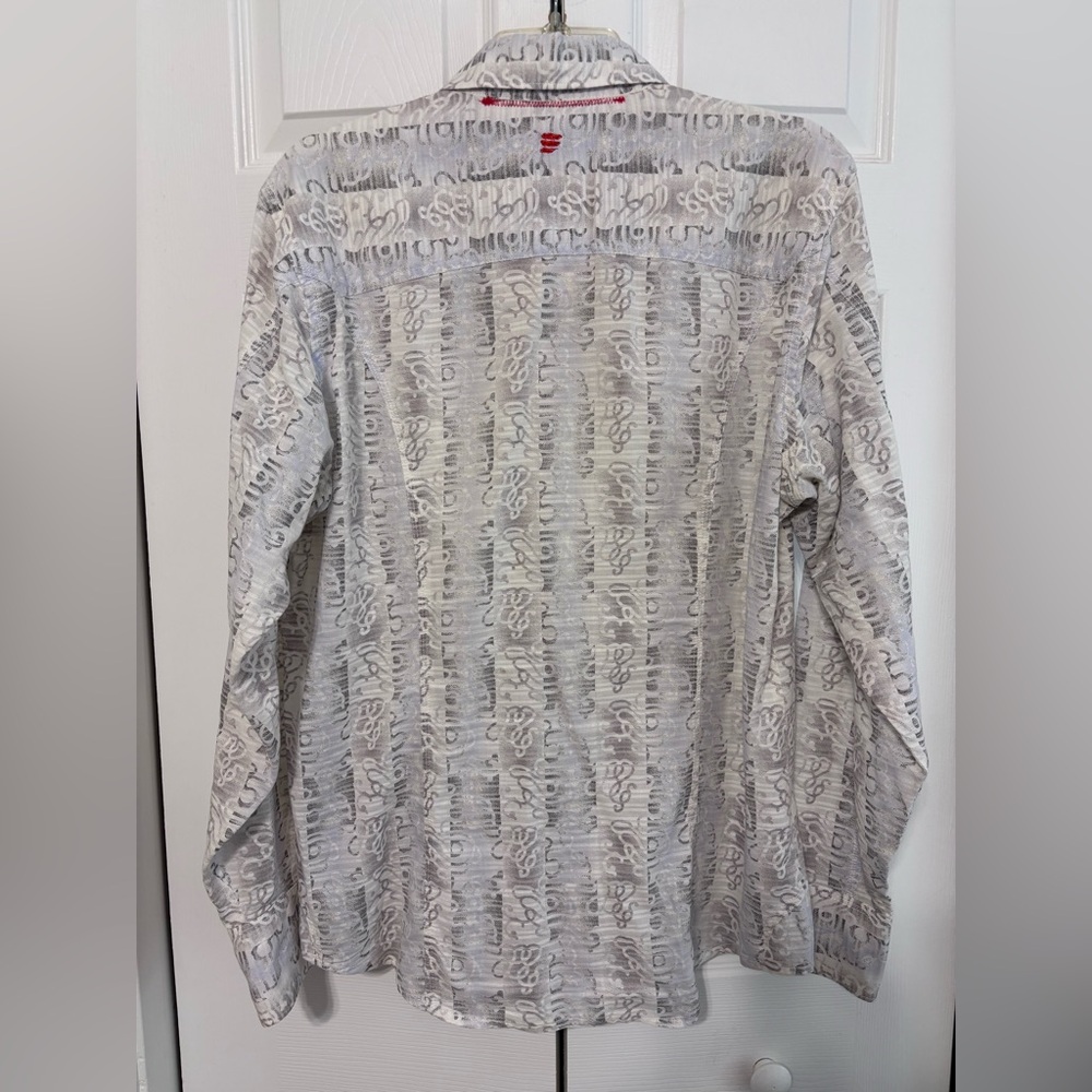 Robert Graham men’s Large button down gray white shirt artistic minimalist - Picture 2 of 13